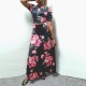 Elegant Floral print short sleeved Maxi Dress-Black image