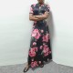 Elegant Floral print short sleeved Maxi Dress-Black image