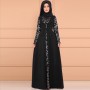 Arabic Elegant Style Long Sleeved Maxi Dress - Black