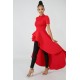 Asymmetric Short Sleeve Evening Dress 