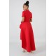 Asymmetric Short Sleeve Evening Dress 