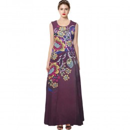Versatile Floral Print Sleeveless Maxi Dress - Maroon