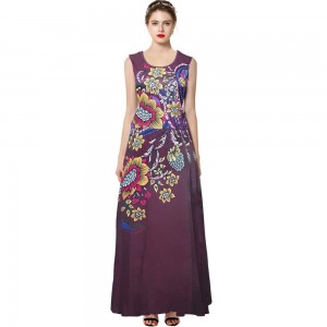 Versatile Floral Print Sleeveless Maxi Dress - Maroon