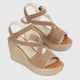 Roman Style Cross Strap Buckle Wedge Sandals - Brown image