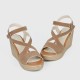 Roman Style Cross Strap Buckle Wedge Sandals - Brown image