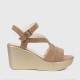 Roman Style Cross Strap Buckle Wedge Sandals - Brown image