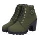 Martin Style Round Toe Lace up Ankle Boots -Green image