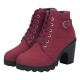 Martin Style Round Toe Lace up Ankle Boots -Red image