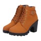 Martin Style Round Toe Lace up Ankle Boots - Brown image