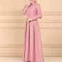 Front Button Long Sleeved kaftan Dress - Pink