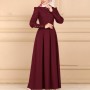 Front Button Long Sleeved kaftan Dress - Maroon