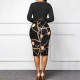 Casual Belted Body Con Mid calf Mini Dress - Black image