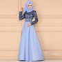 Vintage Style High Waist Arabic Maxi Dress - Light Blue