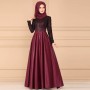 Vintage Style High Waist Arabic Maxi Dress - Maroon