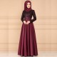Vintage Style High Waist Arabic Maxi Dress - Maroon image