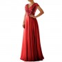 Glamorous V-Neck Sleeveless Long Prom Dress - RED