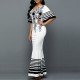 Floral Printed Skirt High Waist Party Mermaid Dress - White