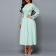 Lace Patchwork Stitching High Waist Evening Dress - Light Green image