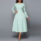 Lace Patchwork Stitching High Waist Evening Dress - Light Green image