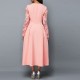 Lace Patchwork Stitching High Waist Evening Dress - Pink image