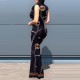Stylish Metal Chain Printed Sleeveless Maxi Dress - Black image