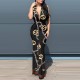 Stylish Metal Chain Printed Sleeveless Maxi Dress - Black image