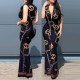 Stylish Metal Chain Printed Sleeveless Maxi Dress - Black image