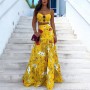 Bohemian Two Piece Floral Print Two Piece Maxi Dress -Yellow