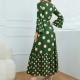 Vintage floral V-Neck Striped Split Maxi Dress - Green image