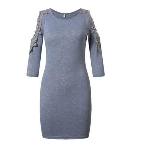 Lace Patchwork Bodycon Mini Hoodie Dress 