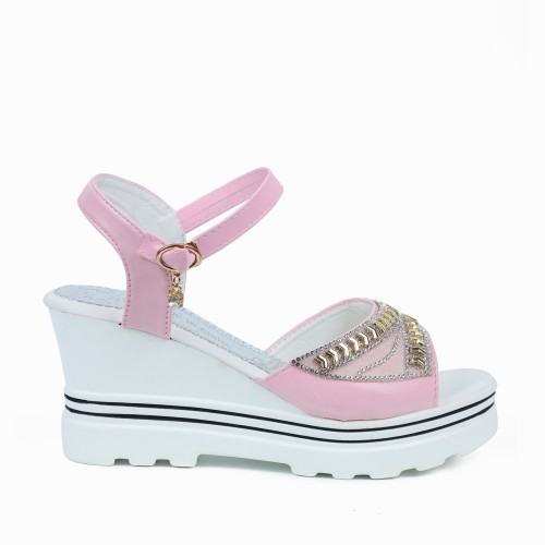 Wedge Platform Ankle Strap Open Toe Sandals -Pink image