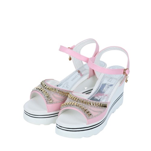 Wedge Platform Ankle Strap Open Toe Sandals -Pink image