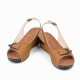 Peep Toe Ankle Buckle Hem Lock Fish Mouth Breathable Wedge Sandal - Brown image