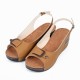 Peep Toe Ankle Buckle Hem Lock Fish Mouth Breathable Wedge Sandal - Brown image