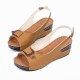 Peep Toe Ankle Buckle Hem Lock Fish Mouth Breathable Wedge Sandal - Brown image