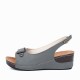 Peep Toe Ankle Buckle Fish Mouth Breathable Wedge Sandal - Grey image