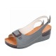 Peep Toe Ankle Buckle Fish Mouth Breathable Wedge Sandal - Grey image