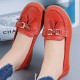 Fashionable Round Toe Soft Rubber Sole Flat Shoes - Red image