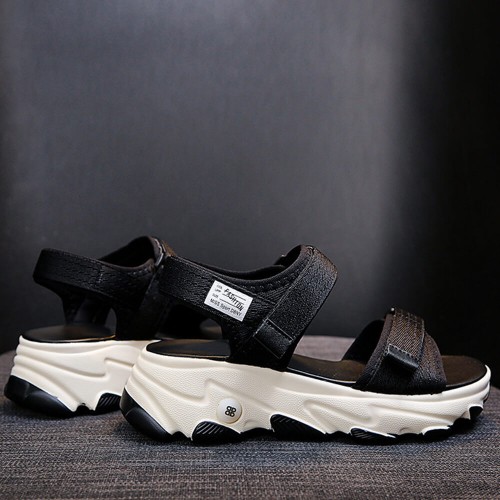 Women Casual Strap Sporty Magic Cushion Wedge Heel Sandal - Black image