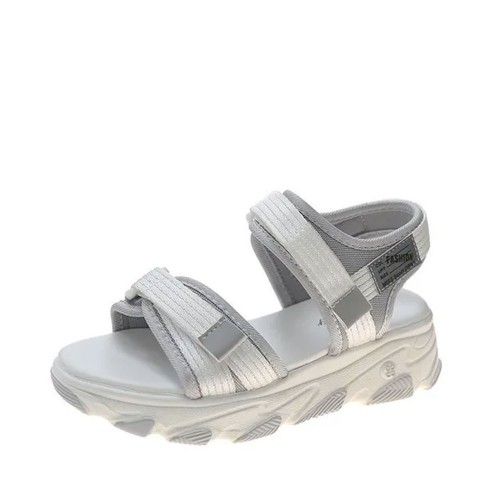 Women Casual Strap Sporty Magic Cushion Wedge Heel Sandal - Grey image