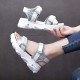 Women Casual Strap Sporty Magic Cushion Wedge Heel Sandal - Grey image