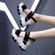 Women Fashion Open Toe Buckle High Heel Chunky Sandal - Black image