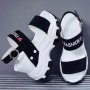 Women Fashion Open Toe Buckle High Heel Chunky Sandal - Black