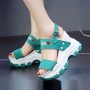 Women Fashion Open Toe Buckle High Heel Chunky Sandal - Light Green