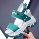 Women Fashion Open Toe Buckle High Heel Chunky Sandal - Light Green image