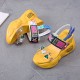 Thick Bottom Transparent Crystal Belt Buckle Sandal - Yellow image