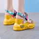 Thick Bottom Transparent Crystal Belt Buckle Sandal - Yellow image
