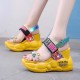 Thick Bottom Transparent Crystal Belt Buckle Sandal - Yellow image