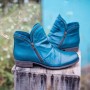 New Trendy Zipper Fold Low Heel Women Boot - Blue