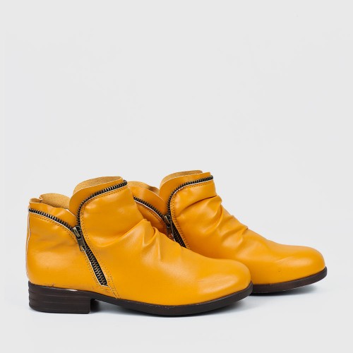 New Trendy Zipper Fold Low Heel Women Boot - Orange image
